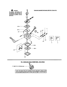 Carburetor Diagram and Parts List for GHT220LE Type 3 Weed Eater Hedge Trimmer